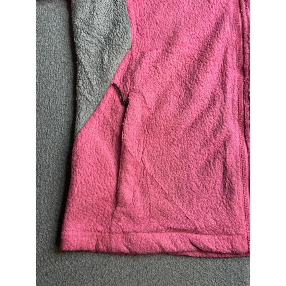 The North Face Jacket Girls XL 18 Pink Fuzzy Fleece Full‎ Zip Pockets Outdoor